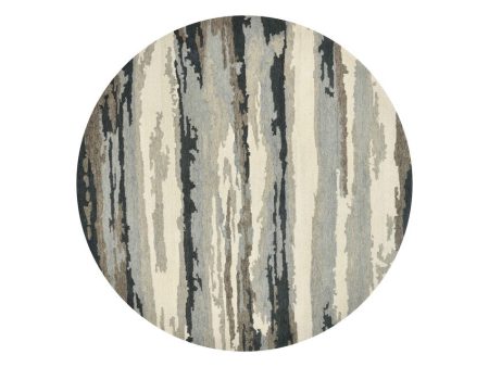 Beautiful Round Dark Grey Shade Hand-Tufted Wool Rug Cheap