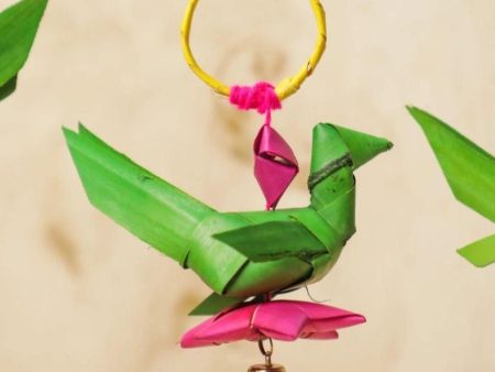 Hand Made Palm Leaf Parrot Hanging I Diwali Decoration I Pair of 2 Cheap