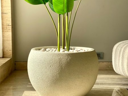 Lithos Large Ivory Fiber Glass Planter | Ivory Online