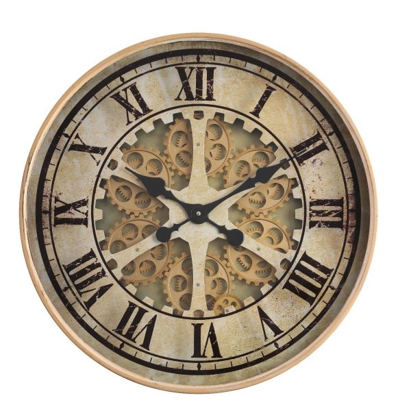 Gold Wheel Mechanical Clock | 24 x 3 inches Hot on Sale