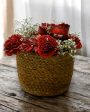 Rustic Red Scented Candles Jute Basket Bouquet | Set of 12 | 9 x 10 inches For Discount