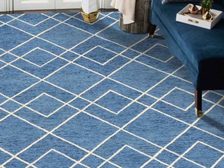 Beautiful Royal Blue Shade Hand-Tufted Wool Area Rug | 10 x 8 Feet Online