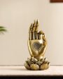 Golden Resin Buddha Lotus Palm Showpiece | 4 x 4 x 8 inches Online