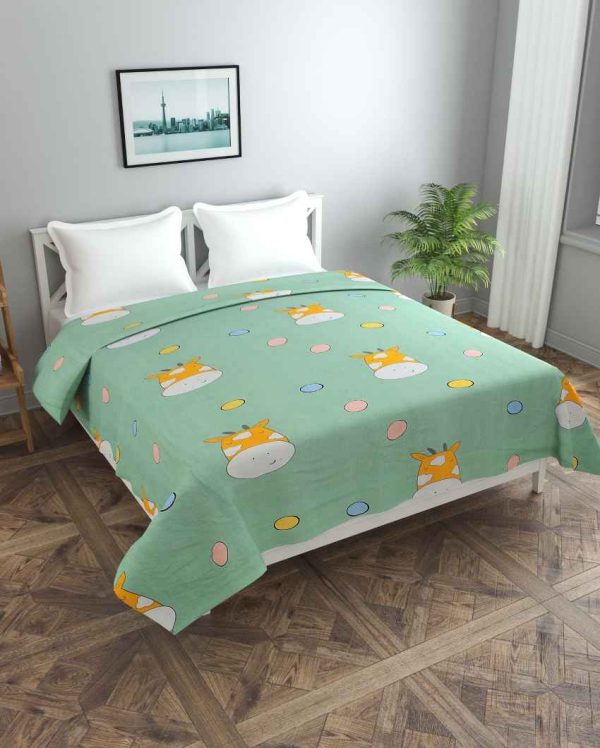 Green Moke Printed Kids Comfy Quilts Cover With Zipper Sale