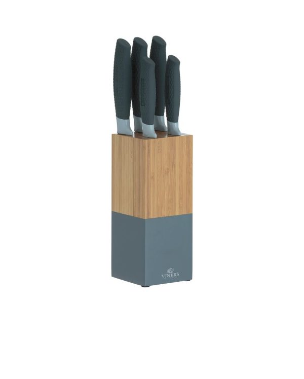 Horizon Grey Stainless Steel Knife with Block Set | 6 Pieces Supply