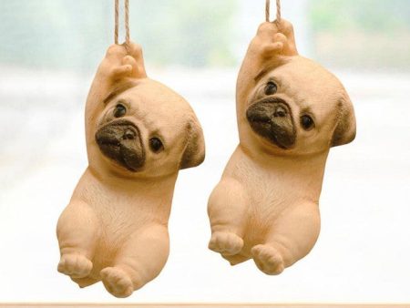 Rope Hanging Cute Pug Polyresin Figurine | Set of 2 | 3 x 3 x 6 inches Sale