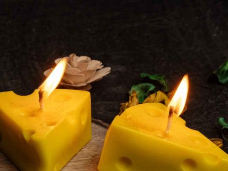 Fun Yellow Cheese Candles | Set of 2 | 2 x 2 inches Online now