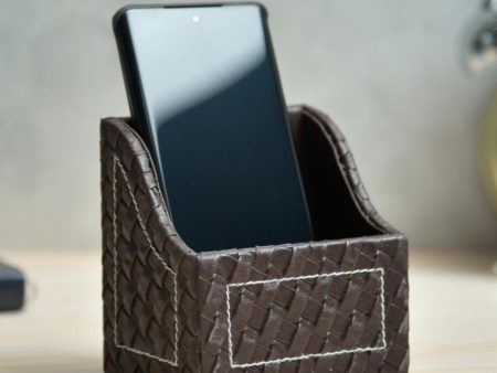 Iconic Faux Leather Wave Pattern Phone Holder Stand | 4 x 4 inches on Sale