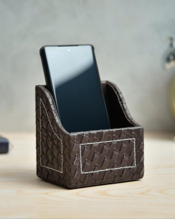 Iconic Faux Leather Wave Pattern Phone Holder Stand | 4 x 4 inches on Sale