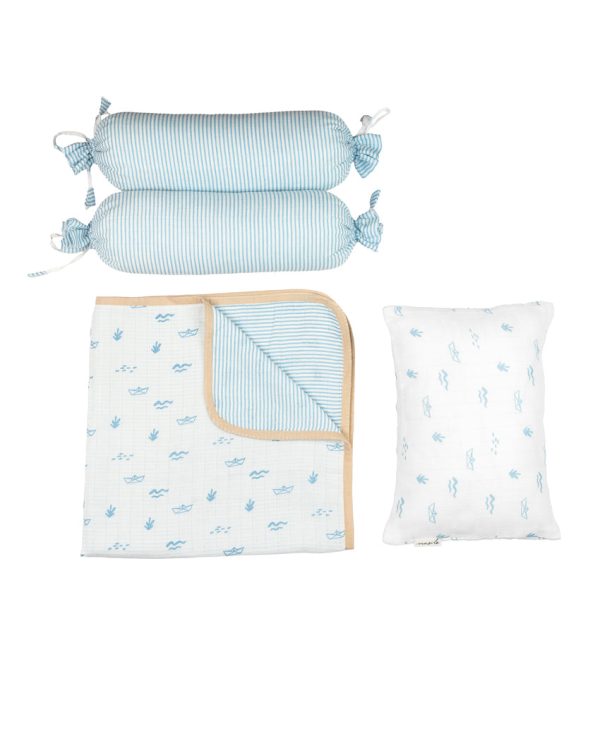 Cute Boat Mini Crib Cot Set | Pack of 4 | 27 x 27 inches For Discount