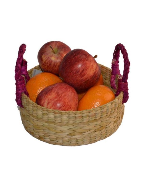 Luxury Kauna Round Beige & Fuchsia Fruit Basket | 7 x 3 inches Fashion