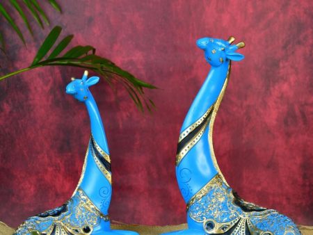 Resin Blue Giraffe Family Unique Showpieces | Set of 2 For Discount