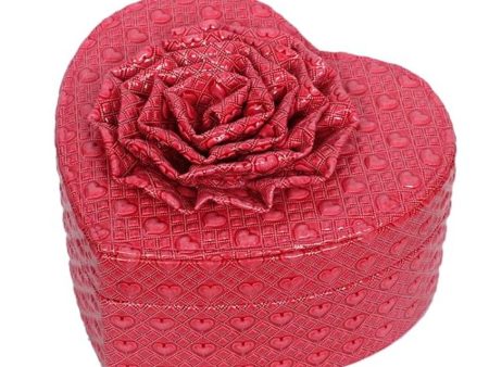 Heart Design Rose Flower Leather Jewellery Box | 6 x 7 x 4 inches Online Hot Sale