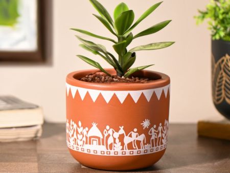 Earthy Elegance Brown Mandala Terracotta Planter | 4 x 4 inches | Plant Not Included Online Hot Sale