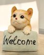 Cute Cat Welcome Sign Polyresin Figurine | 4 x 4 x 5 inches Online