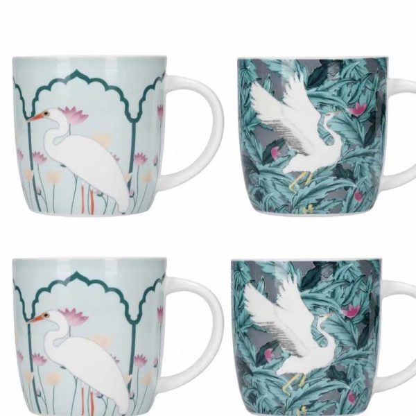 KitchenCraft Barrel Mug Set Exotic Crane | Set of 4 | 1.5 x 2.8 inches Online now