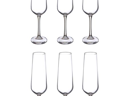 Sandra Champagne Flute Clear Bohemia Crystal Drinkware | Set of 6 | 3 x 10 inches | 200ml Sale