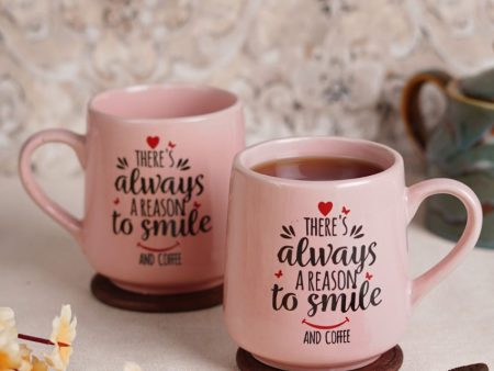 Pink & Black Printed Ceramic Glossy Mugs | Set of 2 | 300ml Supply