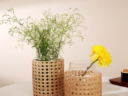 Handmade Glass Vase With Rattan Wrap Online