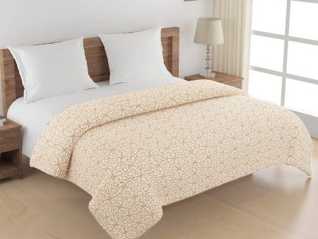 Beige Motif Cotton Double Bed Size Quilt | 100 x 90 inches Fashion