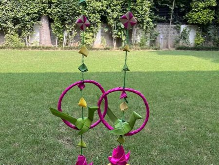 Hand Made Palm Leaf Parrot in Ring Hanging I Diwali Decoration I Pair of 2 Cheap