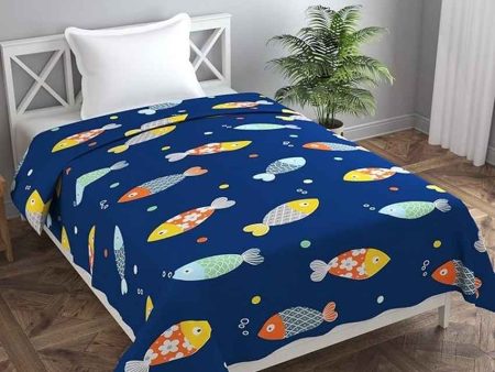 Blue Fish Printed Kids Comfy Quilts Cover With Zipper Discount