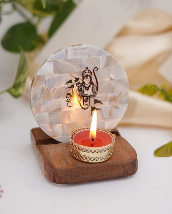 Jai Shree Ram Tea Light Holder Pearl with Wood Online Hot Sale