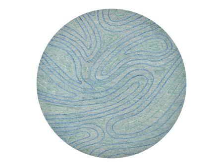 Elegant Aqua Shade Handmade Wool Round Area Rug Sale