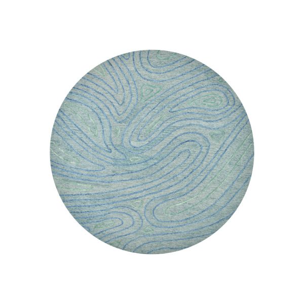 Elegant Aqua Shade Handmade Wool Round Area Rug Sale