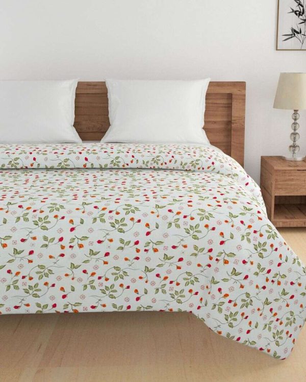 Modern Veda Floral Cotton Double Bed Size Quilt | 100 x 90 inches Sale