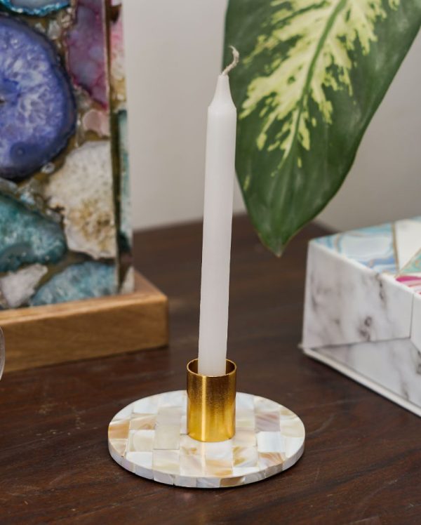 Decorative Round Pearl Tea Light Holder on Sale