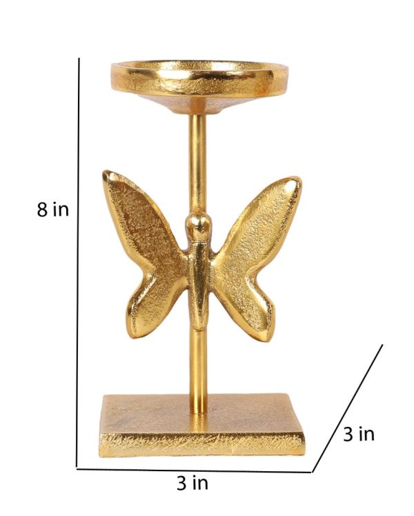 Elegant Golden Butterfly Design Candle Stand | Set of 2 | 3 x 8 inches Hot on Sale