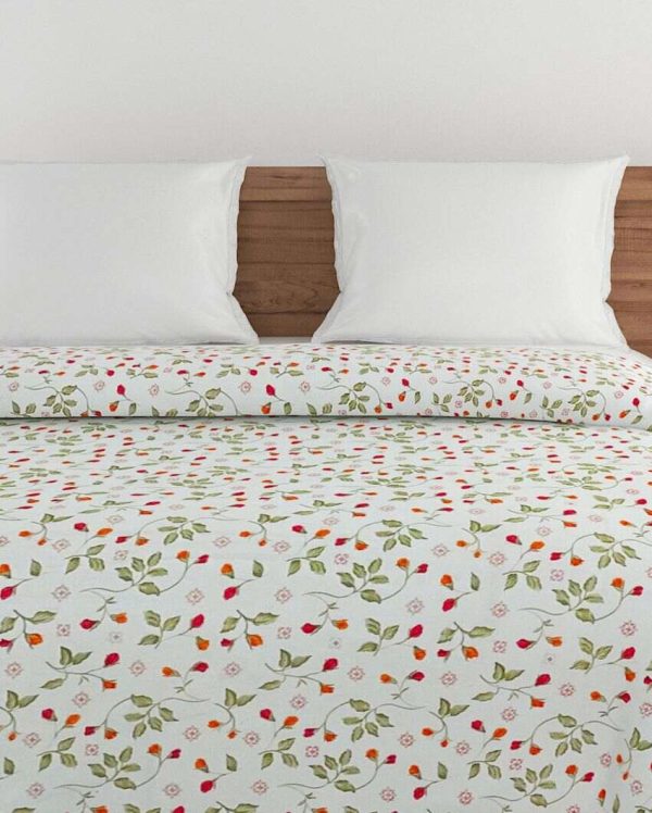 Modern Veda Floral Cotton Double Bed Size Quilt | 100 x 90 inches Sale