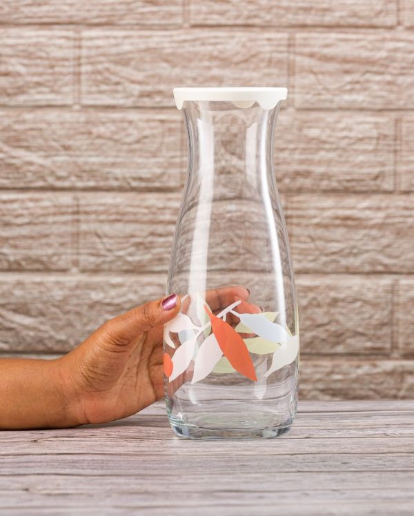 Cotton Candy Printed Glass Carafe Jug With Lid | 4 x 10 inches | 1.2L Supply