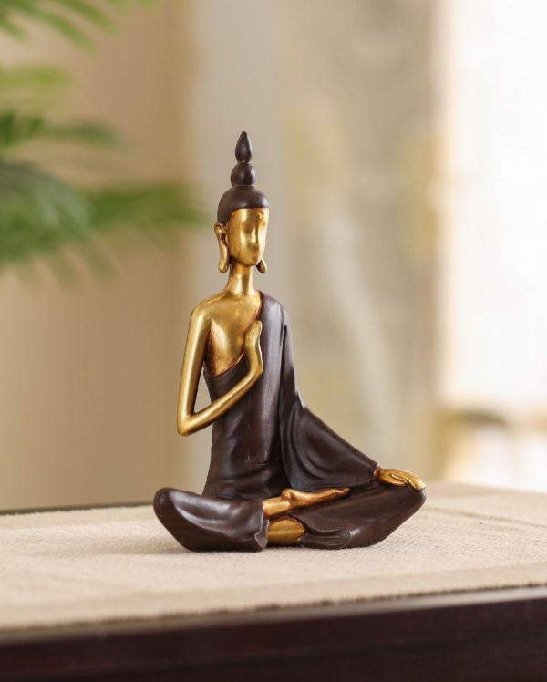 Golden Resin Serene Buddha Figurine | 3 x 6 x 7 inches Cheap