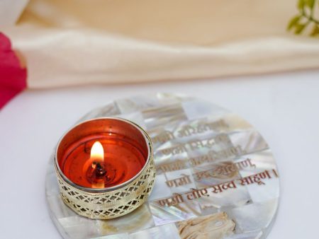 Namokar Mantra Pearl Tea Light Holder Fashion