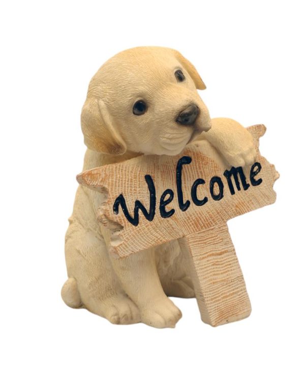 Dog Welcome Sign Polyresin Figurine | 4 x 4 x 6 inches For Cheap