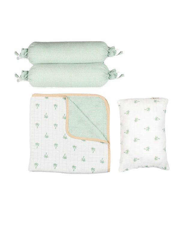 Lush Palm Mini Crib Cot Set | Pack of 4 | 27 x 27 inches Fashion