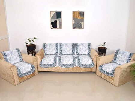 Modern Flower Strip Velvet Sofa Cover for Five Seater | Pack of 6 Online Sale