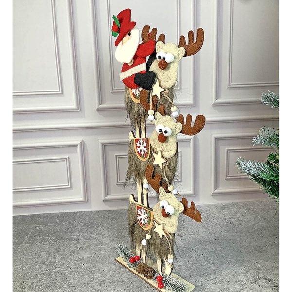 3-Tier Stacked Reindeer & Santa Table Decoration | 7 x 17 inches Supply