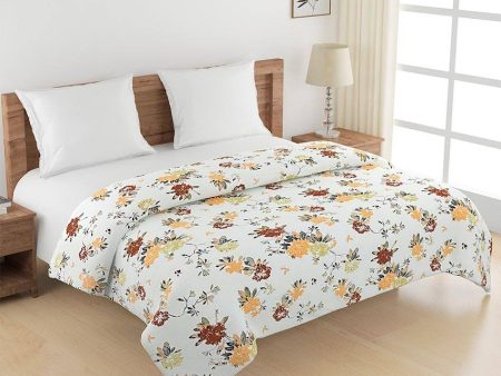 Ananda Yellow Floral Cotton Double Bed Size Quilt | 100 x 90 inches Discount