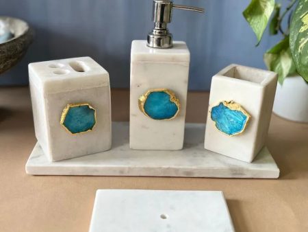 Timeless Agate Stone With Marble Bathroom Set  | Multiple Colors For Cheap