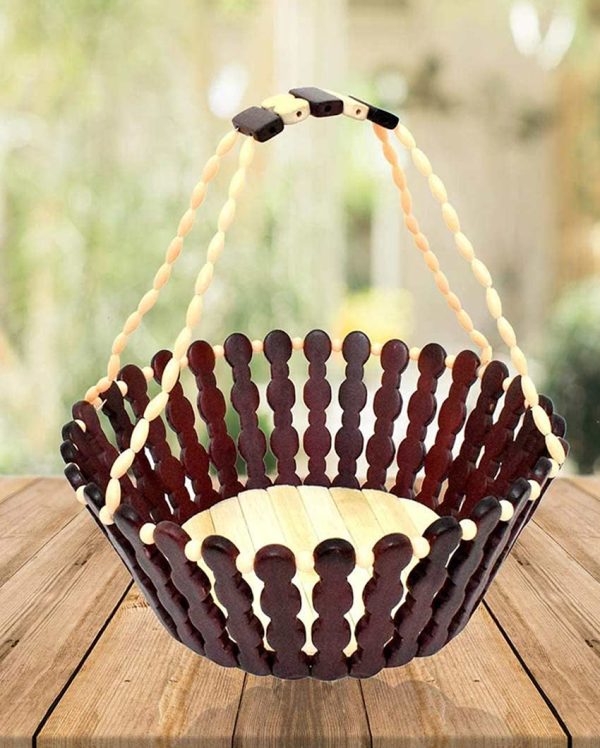 Handy Wooden Fruit Baskets With Beaded Handle | 10 x 4 inches Discount