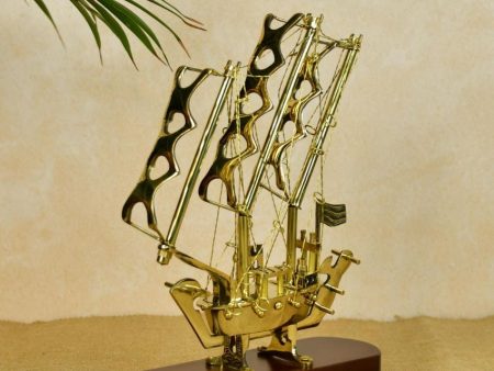 Vintage Brass Multi-Sail Ship Showpiece | 7 x 3 x 10 inches Sale