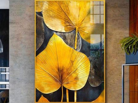 Golden Leaf in Art Canvas Wall Painting Online Sale