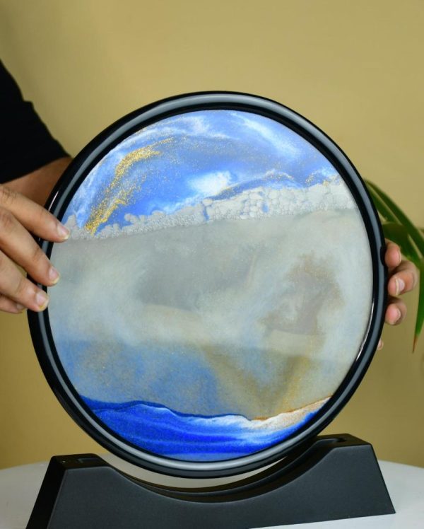 Circular Glass Sand Art Elegant Moving Sand Sculpture | 10 x 2 x 11 inches on Sale