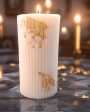 Elegant White Pillar Candle With Golden Flakes | 3 x 6 inches Fashion