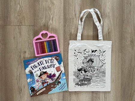 Adventure DIY Coloring Pirate And Parrot Tote Bag | Set of 2 | 13 x 11 inches Cheap