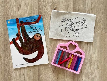 Adorable DIY Coloring Mummy And Baby Sloth Pouch | Set of 2 | 10 x 7 inches Cheap