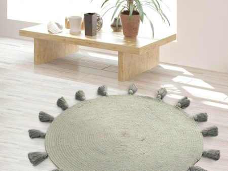 Reversible Cotton Braided Rug With Tassels | 35 inches For Sale